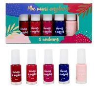 French Tendance - Coffret Vernis a Ongle - 5 Vernis Rouge, Rose, Bleu - Pour Femme, Adolescente, Fille - Kit Manucure Classique - Cadeau Anniversaire Coffret Vernis Mini Onglerie
