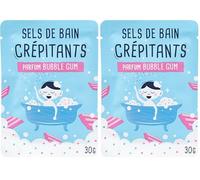 French Tendance - Sel de Bain Crépitant - Produit Moussant - Détente et Relaxation Corps - Pour Homme, Femme et Enfant - Senteur Bubble-Gum - 30 gr (Lot de 2)