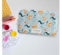 French Tendance Trousse Scolaire Enfant Funny Kids Aqua Cat - Rangement Fournitures, Stylo, Crayon - Fille et Garçon, Grand Compartiment - Trousse École, Voyage - Fermeture Éclair Facile, 23x20x8