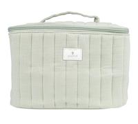 French Tendance - Vanity de Voyage Femme - Nécessaire de Toilette et Maquillage - Tissu Gaze de Coton - Coloris Vert - Dimensions 26 x 20 x 18 cm