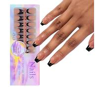 French Tip Gel Nail Tips Revêtement 3 en 1 Pre-Appliqué Tip Primer Base Coat Cover Press On Nails Step Faux Ongles Gel Ongles Carré Amande