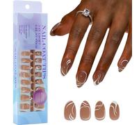 French Tip Gel Nails Tips 3 In1 X Coat Tips Pré-appliqué Tip Primer Base Coat Covers Appuyez Sur 1 Étape Faux Press On Nail