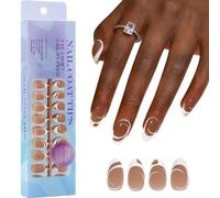 French Tip Gel Nails Tips 3 In1 X Coat Tips Pré-appliqué Tip Primer Base Coat Covers Appuyez Sur 1 Étape Faux Press On Nail