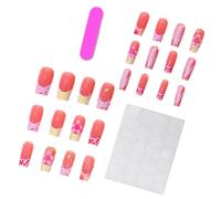 French Tip Kit manucure avec fleur 3D et embouts carrés ABS | 24 pièces en 12 tailles pour une tenue rapide à la maison et une fête