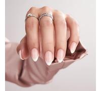 French Tip Lot de 30 faux ongles à coller - En forme d'amande blanche - Réutilisables - Brillant - En acrylique - Couverture complète - Pour femmes et filles - Manucure d'art