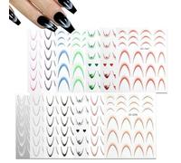 French Tip Nail Stickers, 14 Sheet Gel Polish Wraps, Easy to Apply Gradient Decals, Nail Stickers for Women, Girls, Beginners, Artists, Home, Salon, Travel, Daily Routine