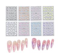 French Tip Nail Stickers - 3D Embossed Decal | 8 Sheets Self-Adhesive French Manicure Strips for Women, Girls, Home, Salon, Beauty Art, Nails Design, DIY Nail Decoration