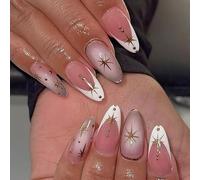 French Tip Ongles artificiels Rose Détails métalliques Accents Durabilité Type de presse Ongles pour femmes ABS Press Nails