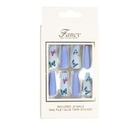 French Tip Press Nails - Faux ongles longs en acrylique - Avec gel adhésif - Réutilisables - Pour mariage