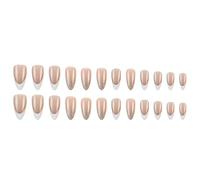 French Tip Press On Nails Longueur Moyenne Couverture Complète Faux Étincelant Artificiel Scintillant Stick On Blanc French Tip Faux Ongles Longueur Moyenne Press On Stick On