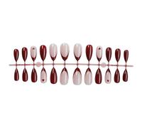 French Tips Designs Lot de 24 faux ongles à coller en acrylique avec motifs cœurs pour femme