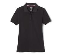 French Toast Girls' Short Sleeve Stretch Pique Polo Shirt (Standard & Plus), Black, Large