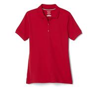 French Toast Girls' Short Sleeve Stretch Pique Polo Shirt (Standard & Plus), Red, Large