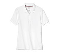 French Toast Short Sleeve Stretch Pique Polo Shirt (Standard & Plus), Blanc, M Femme