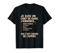 French Train Station Apéro Hour Departure Board T-Shirt