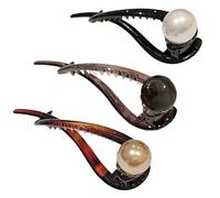 French Twist Hair Clip 3 Color Elegant Elegant Pearl Hair Clips 4.3in Banana Clip pour les femmes et les filles Clip de griffe de perle assorti facile pour une usure quotidienne, coiffure 3pcs