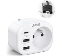 French UK Plug Adapter, with 2 USB Ports and 1 USB-C Port Suitable for England, Ireland, UK, Scotland, French Male/Female Power Adapter, Type G