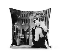 French Unicorn Housse de Coussin Taie Audrey Hepburn Image Retro Actrice Hollywood Star Actrice Film (40x40 cm)