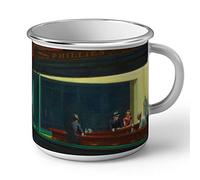 French Unicorn Mug Emaillé Metal Nighthawks Tableau Peinture Edward Hopper 1930 Style Américain Réaliste
