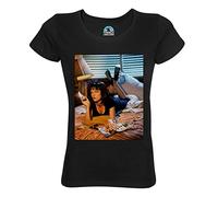 French Unicorn T-Shirt Femme Col Rond Coton Bio Photo D'Actrice Uma Thurman Film Pulp Fiction Cigarette Lit Tarantino Cinema