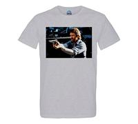 French Unicorn T-Shirt Homme Col Rond Coton Bio Chuck Norris Heros Film Pistolet 1988 Acteur