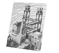 French Unicorn Tableau mural Impression sur Toile Waterfall Cascade Escher Dessin Litographie Art Moderne Illusion (40 cm x 51 cm)