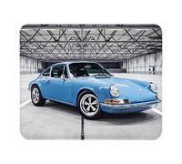 French Unicorn Tapis de Souris Aspect Cuir Voiture Sport Allemande Sport Style Coupe Bleu Vintage - 22 x 18 cm