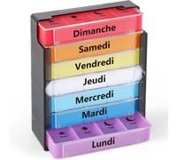 French Weekly Pill Box (Morning,Noon,Evening And Night)-Small Stackable Medicine Tower 7 Days 28 Compartments 4 Times For Vitamins Supplements Pills (Colour-Black)