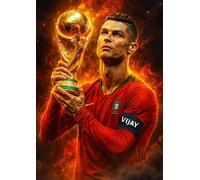 Frenchiart FixArt Poster Métallique Cristiano Ronaldo - Football Star 3 - 30 x 42 cm - Affiche Collector avec Aimant Mural - Décoration Sport/Soccer/Football