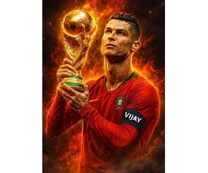 Frenchiart FixArt Poster Métallique Cristiano Ronaldo - Football Star 3 - 30 x 42 cm - Affiche Collector avec Aimant Mural - Décoration Sport/Soccer/Football