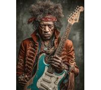 Frenchiart FixArt Poster Métallique Jimi Hendrix - Icône du Rock & Guitariste Légendaire 4 - 30 x 42 cm - Affiche Collector avec Aimant Mural - Décoration Musique Iconique