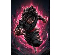 Frenchiart Poster Métallique Black Goku Dragon Ball Super, 30cm x 42cm, avec Aimant Mural Fourni