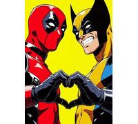 Frenchiart Poster Métallique Deadpool & Wolverine - Marvel Comics - X-Men - 30 x 42 cm - Avec Aimant Mural