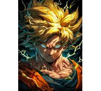 Frenchiart Poster Métallique Dragon Ball Sayan Goku, 30 cm x 42 cm, avec Aimant Mural
