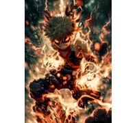 Frenchiart Poster Métallique My Hero Academia - Katsuki Bakugo - 30×42 cm - Décoration Murale Anime - Décoration Murale Anime, avec Aimant Mural