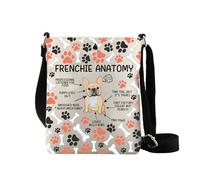 Frenchie Anatomy Sac à bandoulière Motif bouledogue français Cadeau pour amoureux des chiens, Frenchie CB 2, large