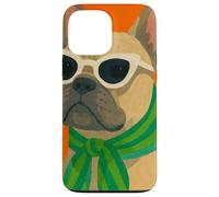 Frenchie Bull Dog Foulard dans Les Tons et Vert, Fond Orange Coque pour iPhone 13 Pro Max