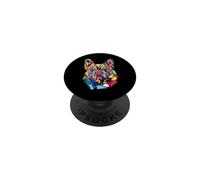 Frenchie Géométrique Pop Art Gros Plan Portrait Chiot Face PopSockets PopGrip Adhésif