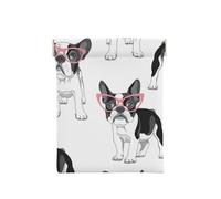 Frenchie Noir Dessin Animé Bouledogue Français Lunettes Roses Chien Blanc, Sac de Rangement pour Femmes, Portefeuille supérieur à Presser, Petit Porte-Monnaie, Pochette de Changement