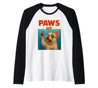 Frenchie Paws Chasing Hot Dog Art Funky Bouledogue français Manche Raglan