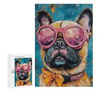 Frenchie with Pink Glasses Puzzle 300 Pièces Educa Jouet en Bois Cadeau Unique Décoration Intérieure Jeu Éducatif Challenge Toy Adultes Et Enfants À Partir De 14 Ans 300 PCS