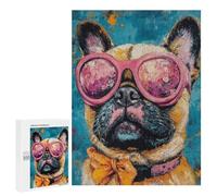Frenchie with Pink Glasses Puzzle 500 Pièces Educa Jouet en Bois Cadeau Unique Décoration Intérieure Jeu Éducatif Challenge Toy Adultes Et Enfants À Partir De 14 Ans 500 PCS