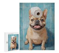 Frenchie with Toilet Paper on Head-2 Puzzle 1000 Pièces Educa Jouet en Bois Cadeau Unique Décoration Intérieure Jeu Éducatif Challenge Toy Adultes Et Enfants À Partir De 14 Ans 500 PCS