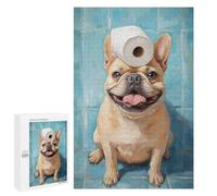Frenchie with Toilet Paper on Head-2 Puzzle 1000 Pièces Educa Jouet en Bois Cadeau Unique Décoration Intérieure Jeu Éducatif Challenge Toy Adultes Et Enfants À Partir De 14 Ans 1000 PCS