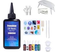 Frenshion Mini Light, upgrade Formula 100g résine UV dure à faible viscosité + pigments colorés + outils de fabrication de bijoux bricolage, moulage et revêtement