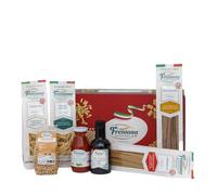 FRENTANA - Coffret Pâtes de blé dur Cappelli, d'épeautre, de blé dur, Huile d'olive extra vierge, Pois chiches en sachet, Sauce prête au Basilic, en paquets de 250g