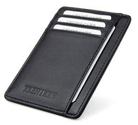 Frentree Porte-Monnaie très Plat 100% Cuir véritable étui à Cartes Super Slim avec Protection RFID et Pochette d'accès Rapide, Noir…