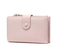 Frentree Portefeuille pour femme avec protection RFID, aspect cuir véritable, grand compartiment à monnaie, portefeuille avec fermeture éclair, bouton pression, avec boîte cadeau, Rose, Décontracté