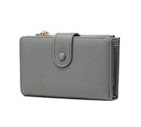 Frentree Portefeuille pour femme avec protection RFID, aspect cuir véritable, grand compartiment à monnaie, portefeuille avec fermeture éclair, bouton pression, avec boîte cadeau, gris, Décontracté
