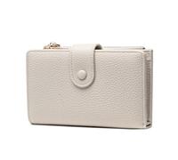 Frentree Portefeuille pour femme avec protection RFID, aspect cuir véritable, grand compartiment à monnaie, portefeuille avec fermeture éclair, bouton pression, avec boîte cadeau, Blanc., Décontracté